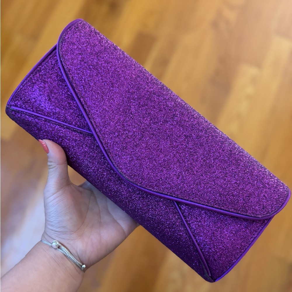Sparkly purple clutch NWT with chain